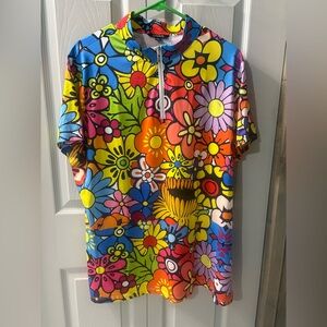 NWOT ACEGOLFS Colorful Floral Womens Golf Shirt size 3XL